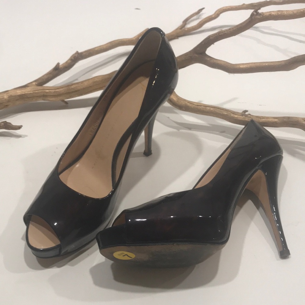 GIUSEPPE ZANOTTI tortoise glazed peep toe pump 7